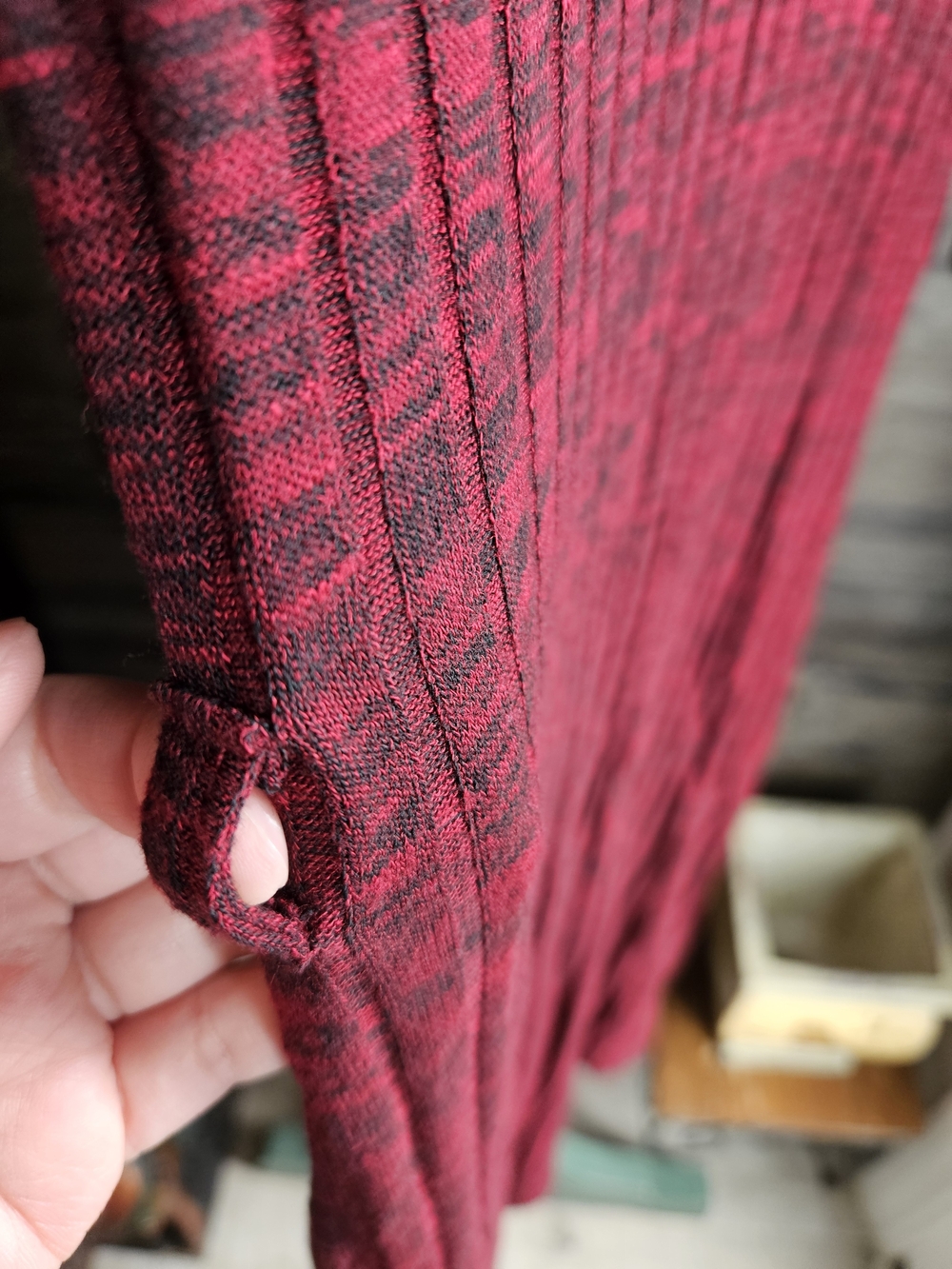 Pink Rose Long Ribbed Button-Front Dress in Burgundy - Picture 3 of 4